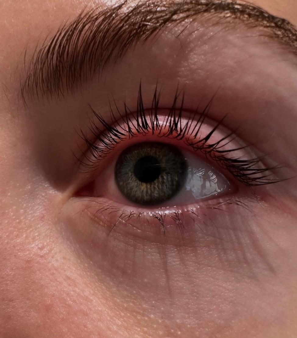 Close up of lifted and tinted lashes